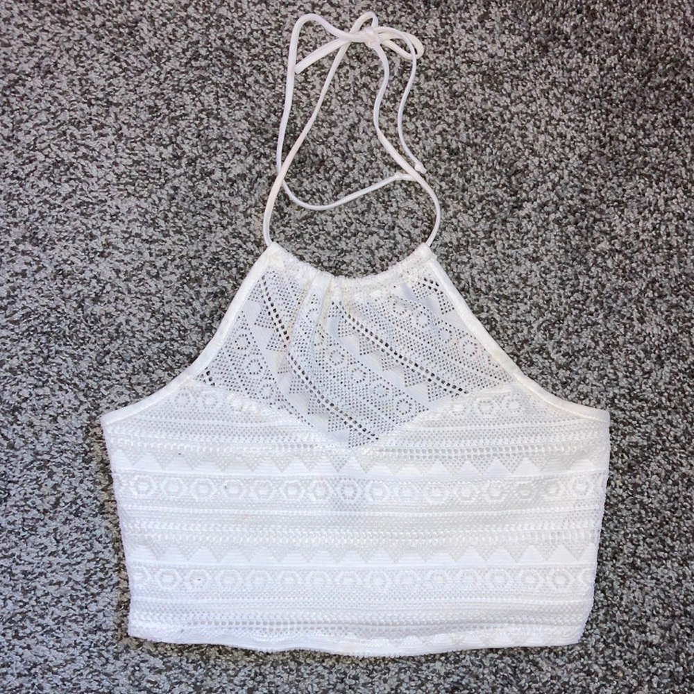 White Halter Crop Top